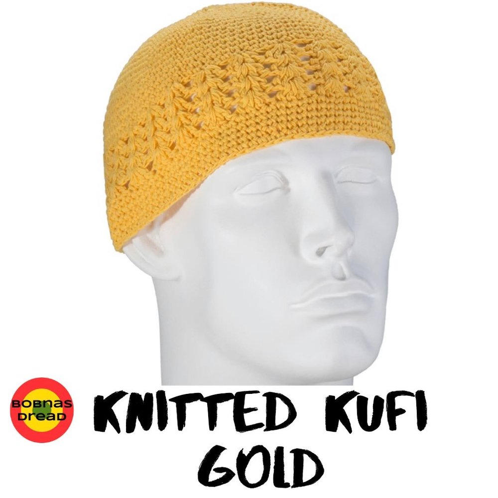 Knitted Men's Kufi Cap - Yellow Gold